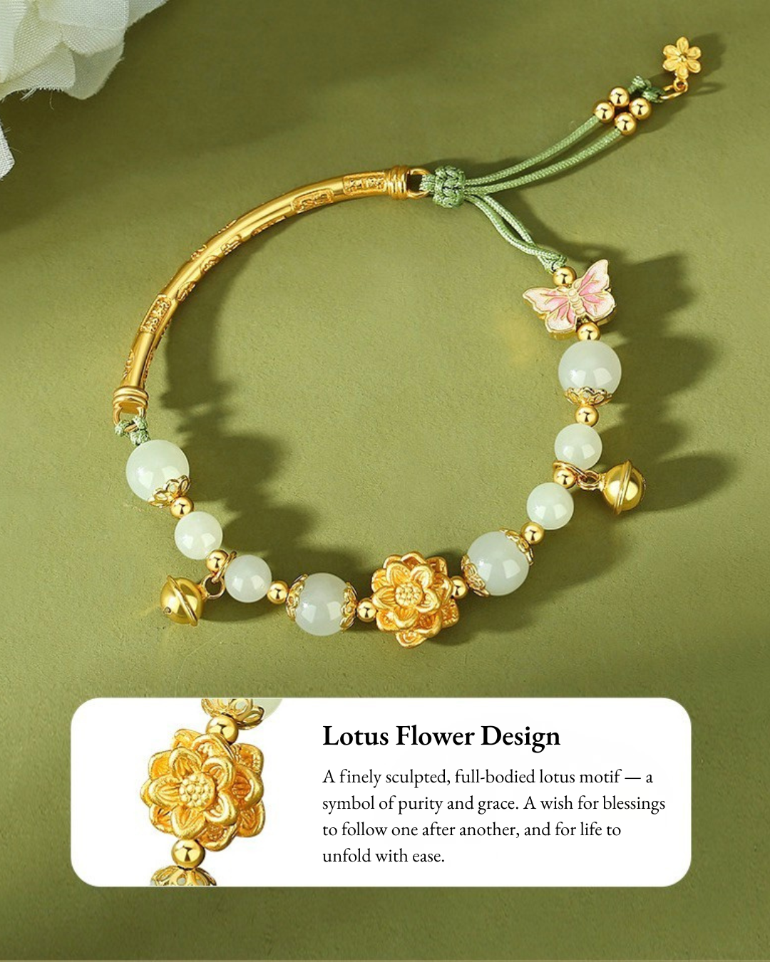 Benelore Lotus Jade Bracelet