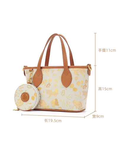 Tang Red 27 Gold Song Brocade Bucket Bag