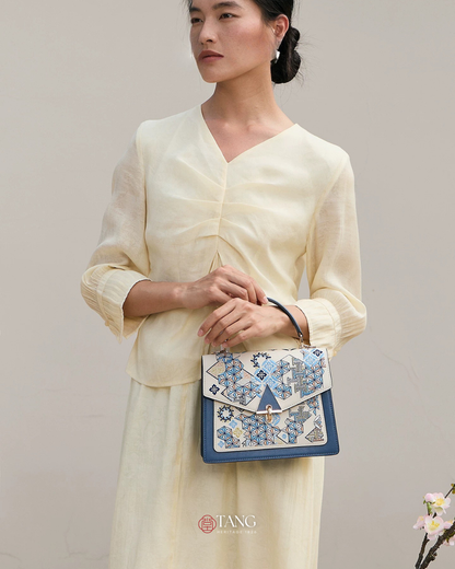 Tang Red 24 Embroidered Suozi Pattern Top-Handle Bag