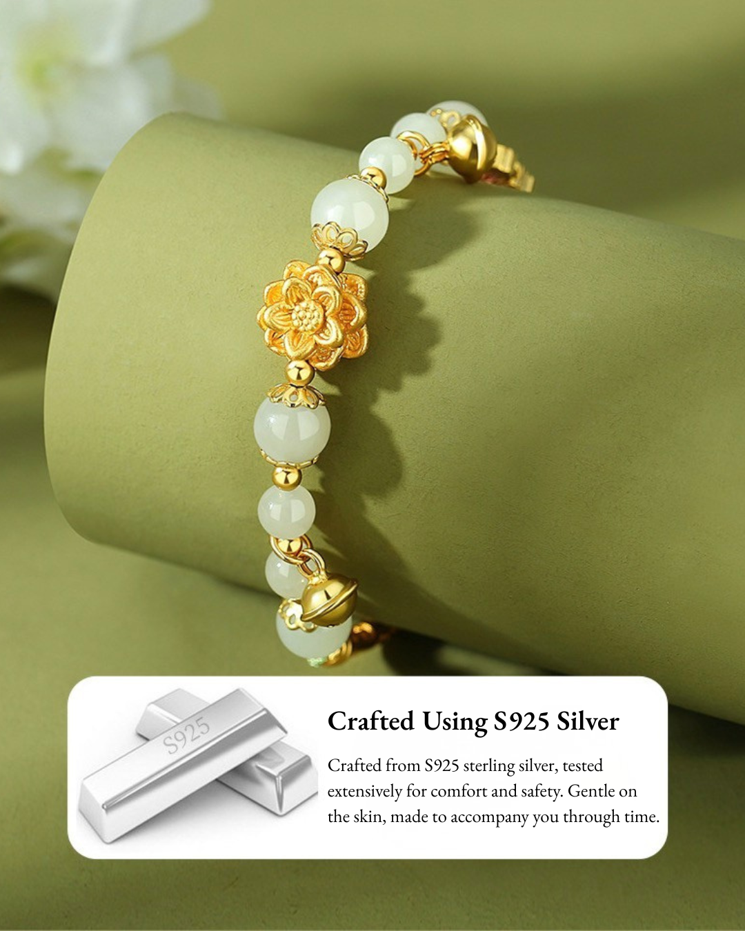 Benelore Lotus Jade Bracelet
