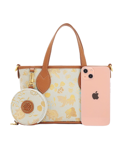 Tang Red 27 Gold Song Brocade Bucket Bag