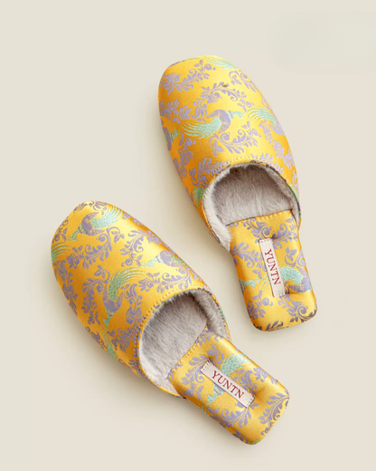 Jade Peacock Luxury Satin Women Indoor Slipper