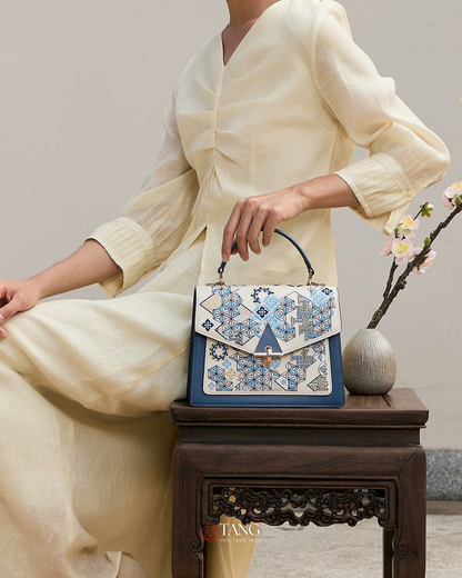Tang Red 24 Embroidered Suozi Pattern Top-Handle Bag