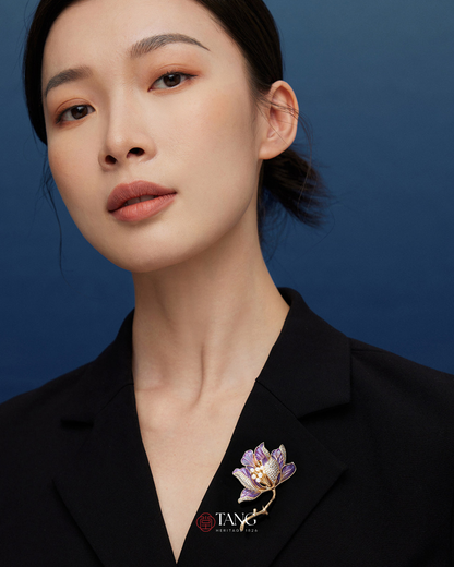 Pearl Heart Magnolia Brooch