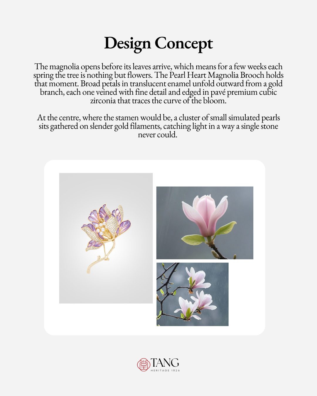 Pearl Heart Magnolia Brooch