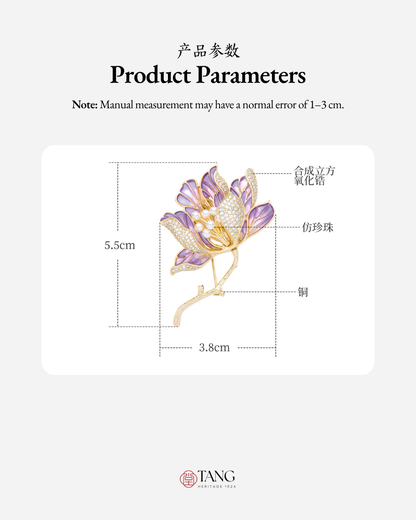 Pearl Heart Magnolia Brooch