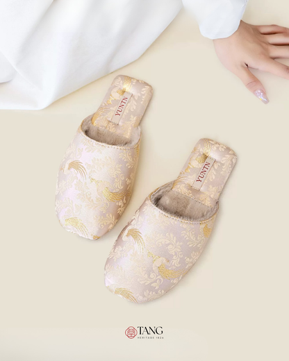 Jade Peacock Luxury Satin Women Indoor Slipper