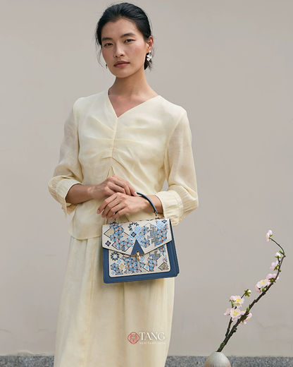 Tang Red 24 Embroidered Suozi Pattern Top-Handle Bag