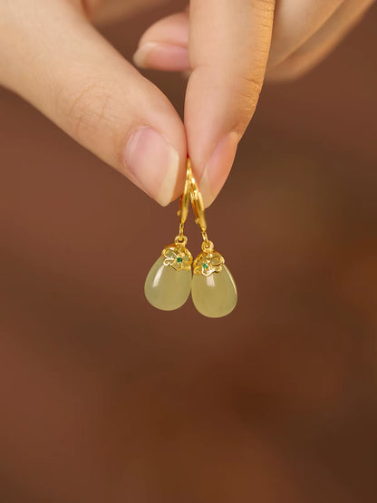 Seraphine Jade Teardrop Huggie Earrings