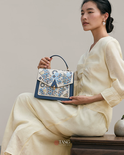 Tang Red 24 Embroidered Suozi Pattern Top-Handle Bag