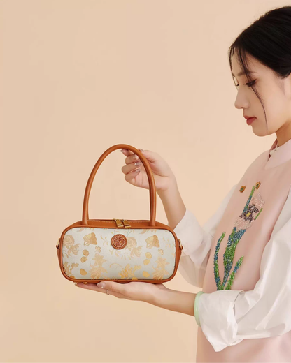 Tang Red 25 Gold Song Brocade Shoulder Bag