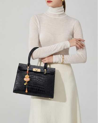 Tang Red 27 Obsidian Crocodile-Embossed Tote