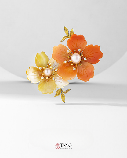 Golden Hour Peach Blossom Brooch