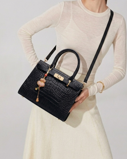 Tang Red 27 Obsidian Crocodile-Embossed Tote