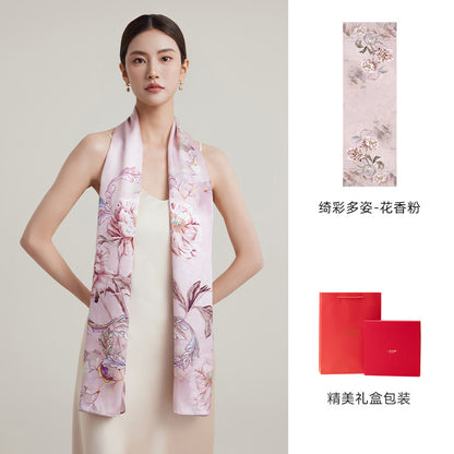 Blossom Array Printed Mulberry Silk Scarf