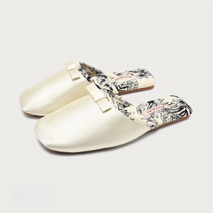 Peony Garden Satin Women Silk Indoor Slippers