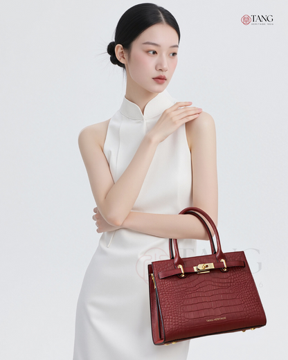 Tang Red 27 Scarlet Crocodile-Embossed Tote
