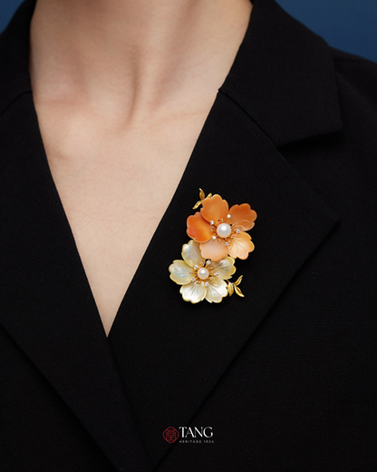 Golden Hour Peach Blossom Brooch