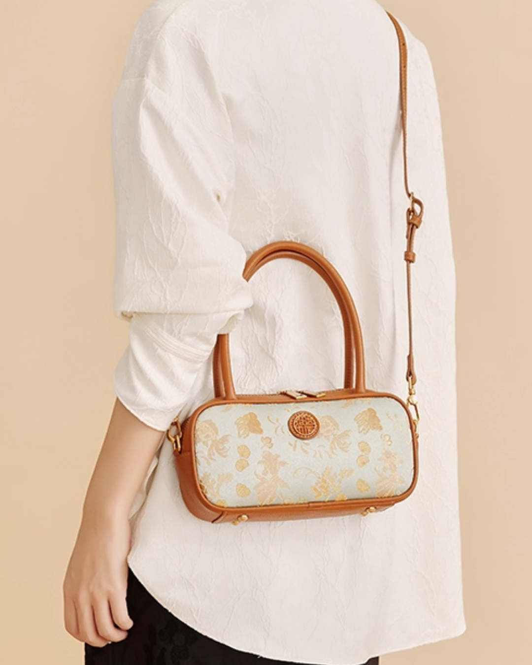 Tang Red 25 Gold Song Brocade Shoulder Bag