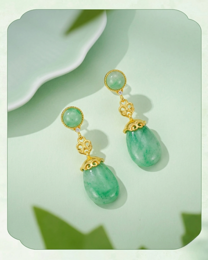 Mountain Mist African Jade Drop Earrings