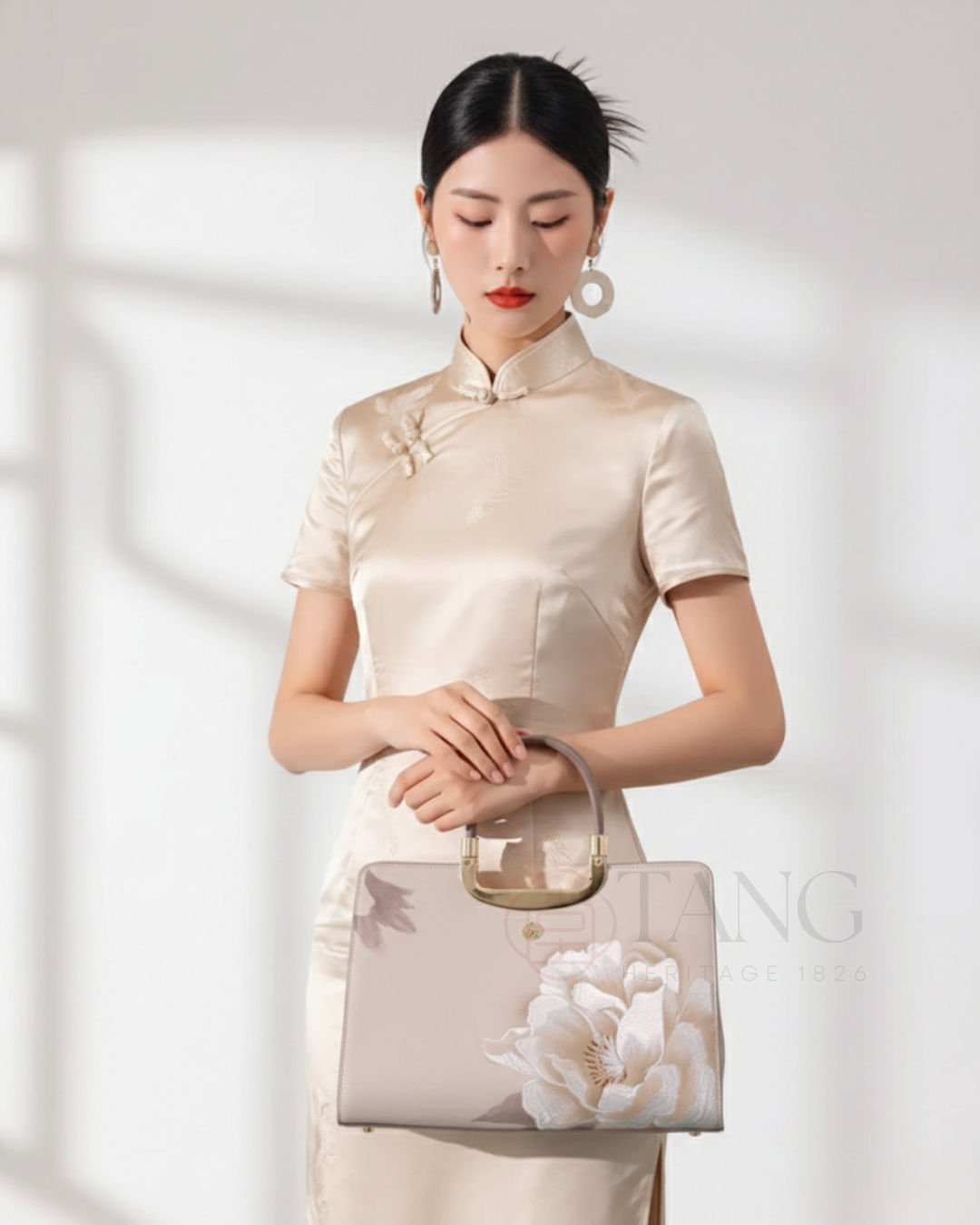 Tang Imperial 34 Embroidered Peony Bloom Tote