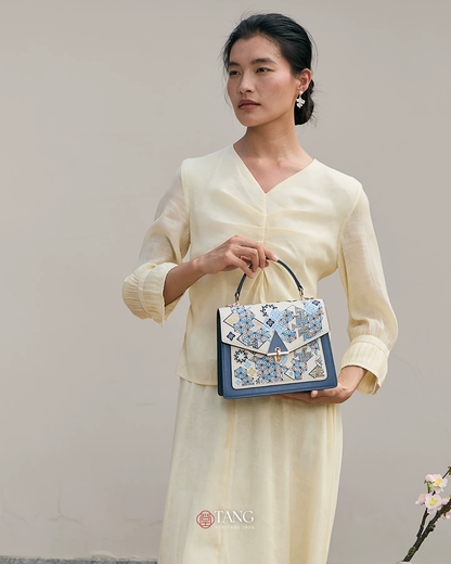 Tang Red 24 Embroidered Suozi Pattern Top-Handle Bag