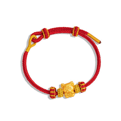 Fire Goat 2027 Zodiac Fortune Bead Red Cord Bracelet