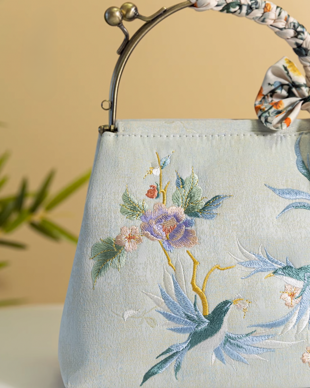 Tang Bloom Magnolia Top-Handle Bag