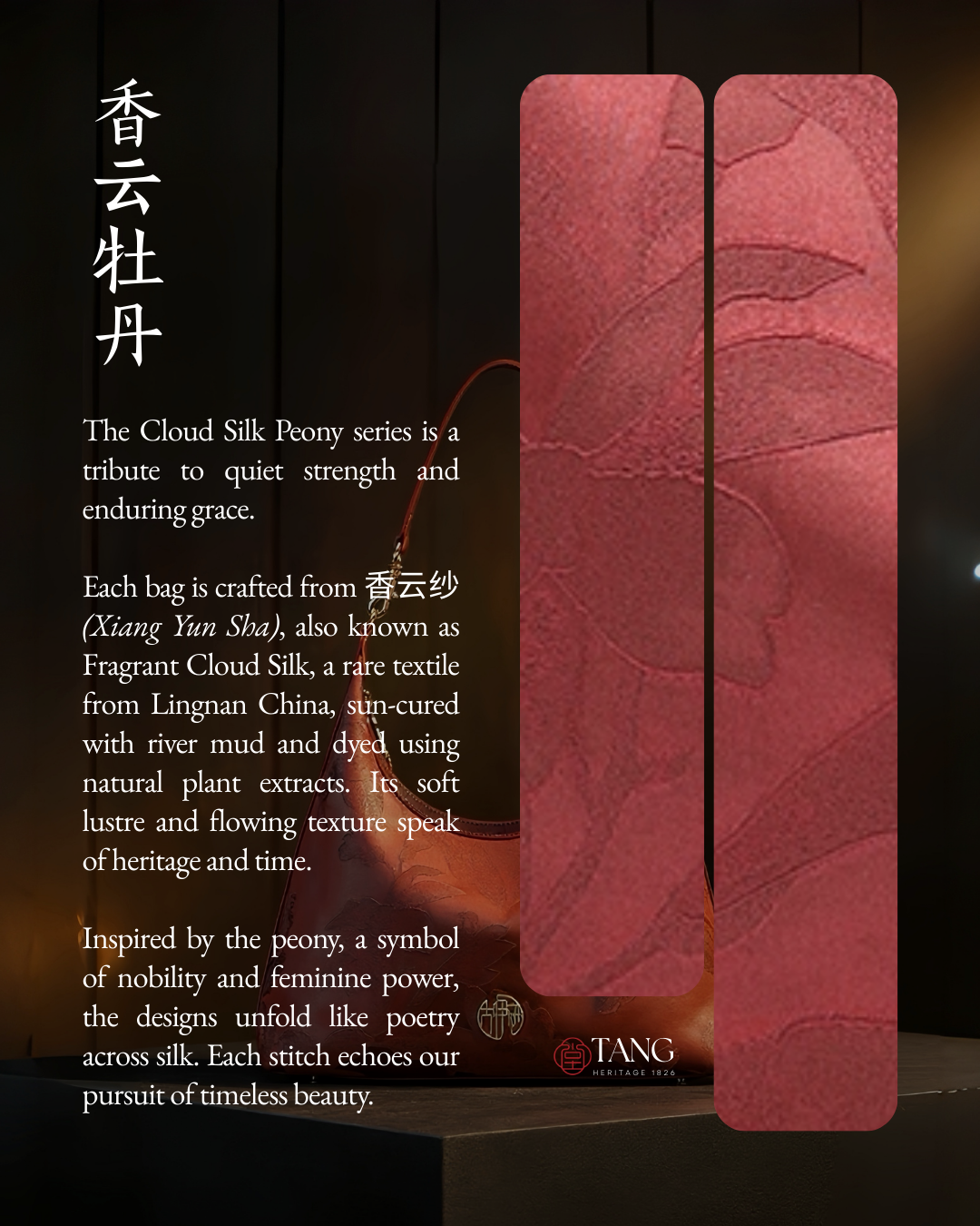 Tang Imperial 25 Cloud Silk Peony Hobo Bag