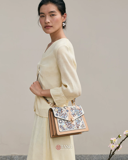 Tang Red 24 Embroidered Suozi Pattern Top-Handle Bag