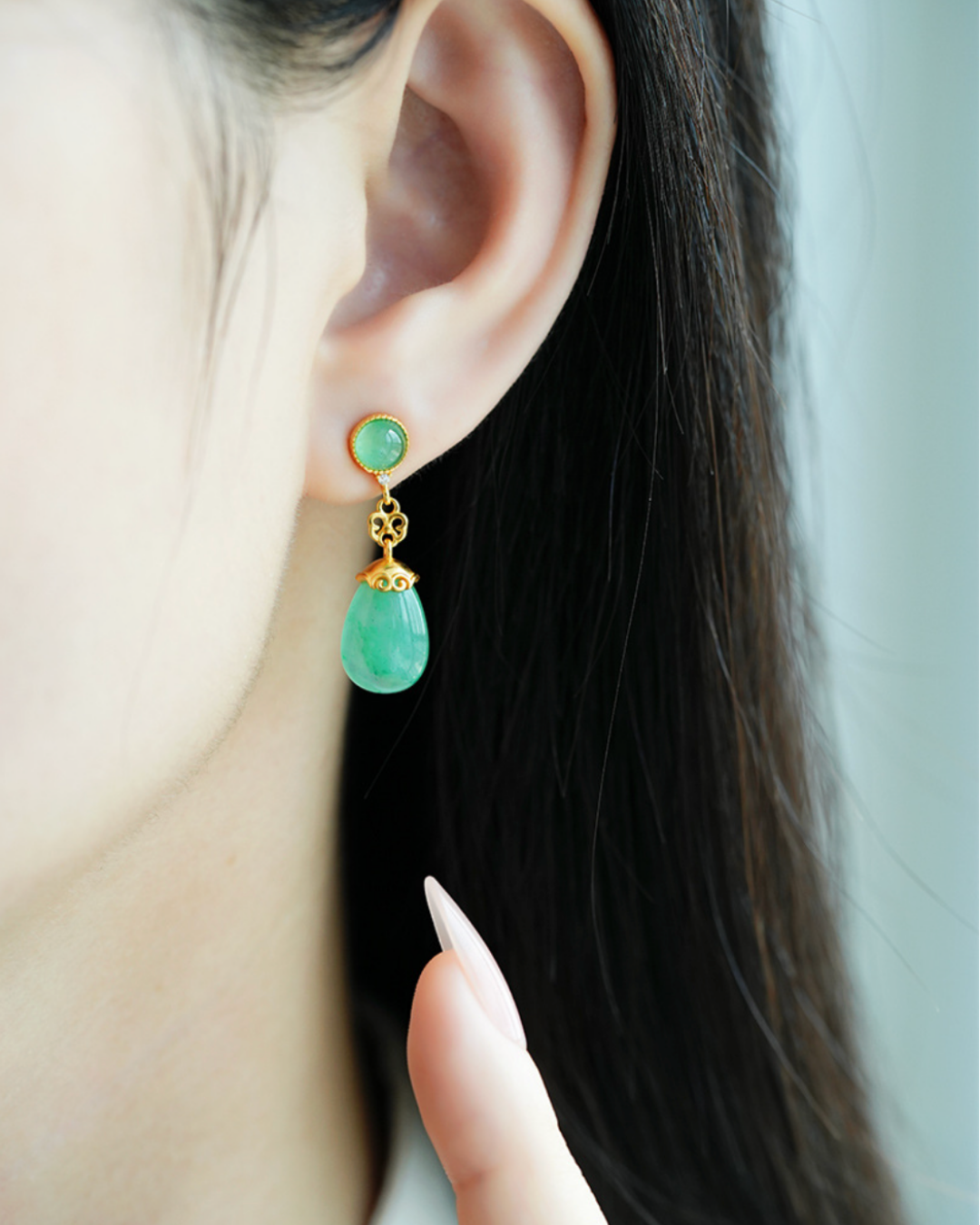 Mountain Mist African Jade Drop Earrings