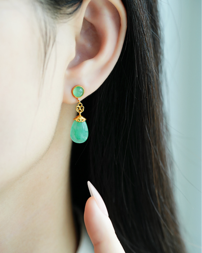 Mountain Mist African Jade Drop Earrings