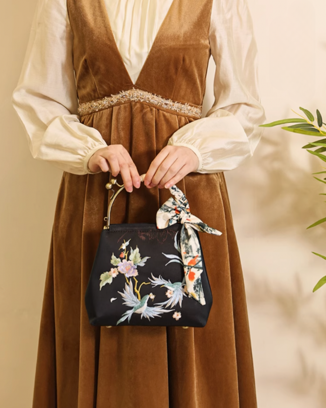 Tang Bloom Magnolia Top-Handle Bag