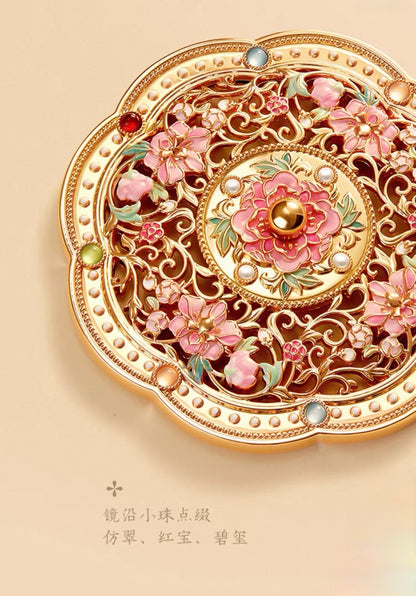 Golden Peony Treasure Pocket Mirror