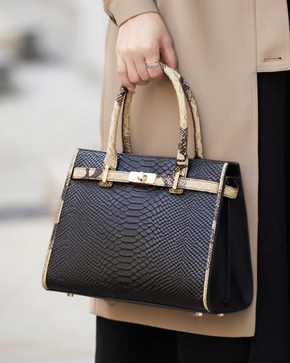 Tang Red 27 Onyx-Sand Python-Embossed Tote