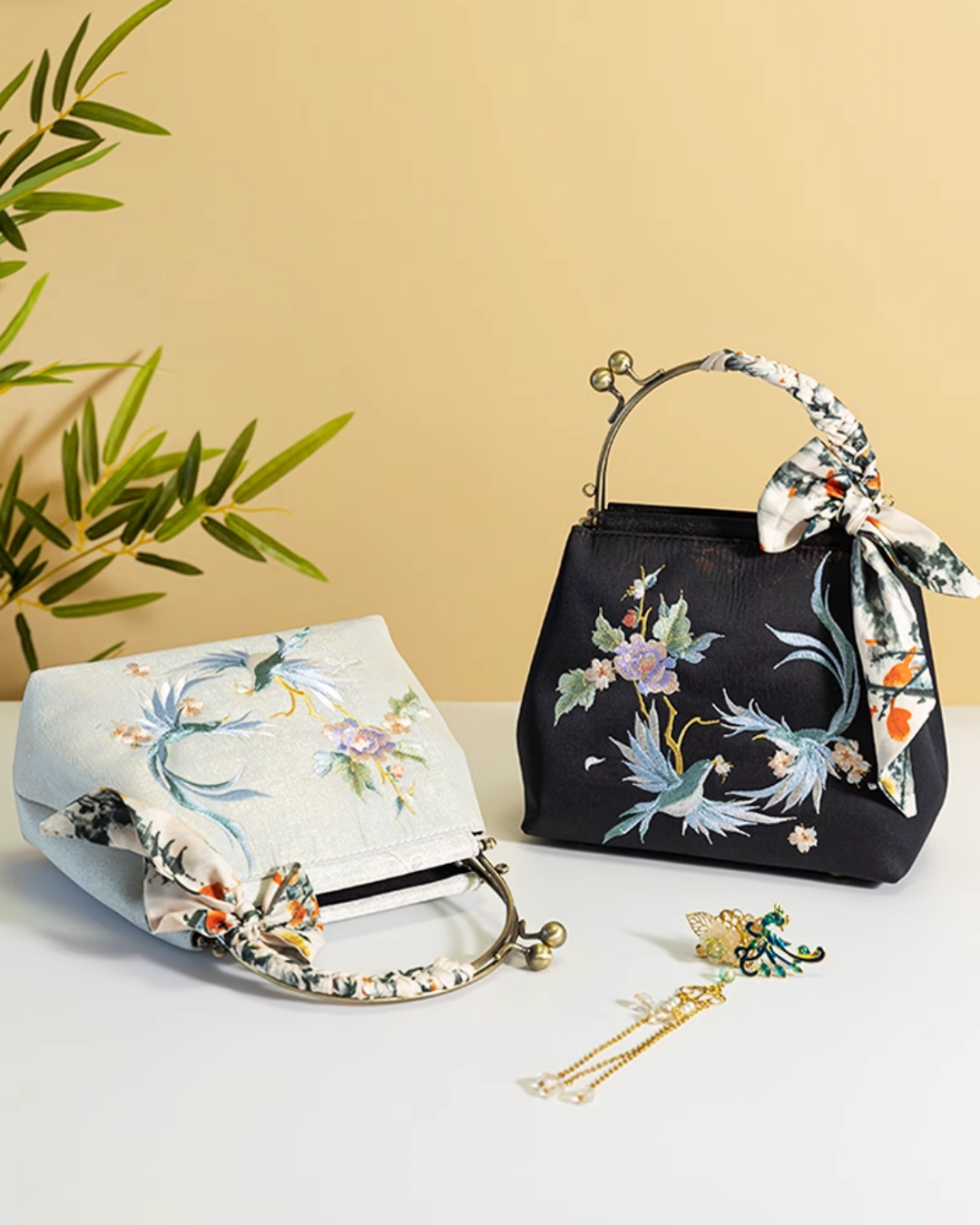 Tang Bloom Magnolia Top-Handle Bag
