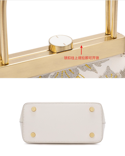 Tang Imperial 23 Embroidered Blossoms Top-Handle Bag