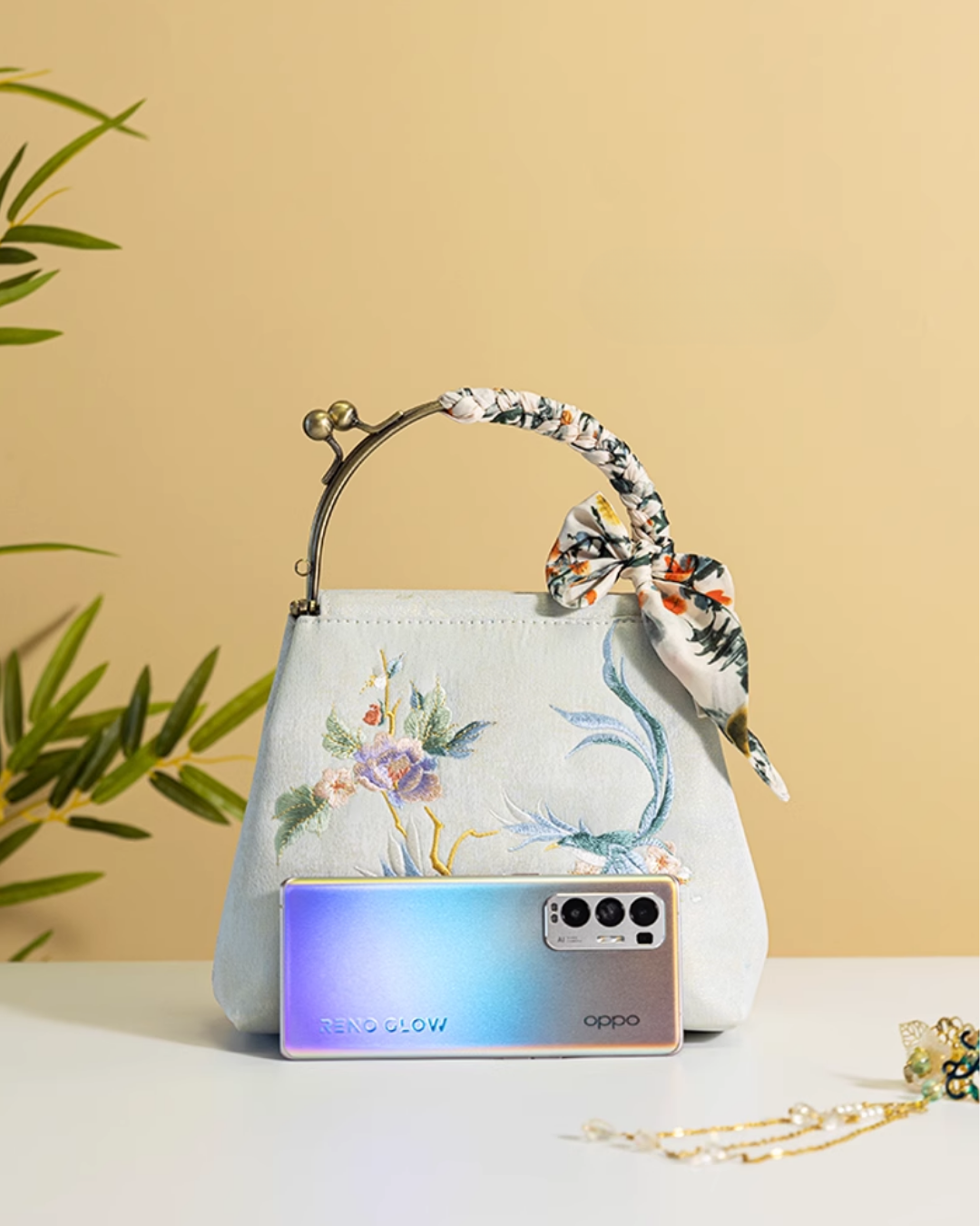 Tang Bloom Magnolia Top-Handle Bag