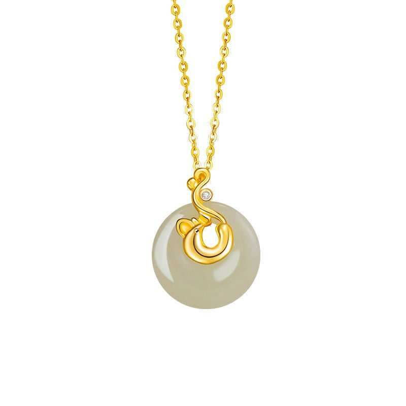 Fire Goat 2027 Jade Peace Buckle Necklace