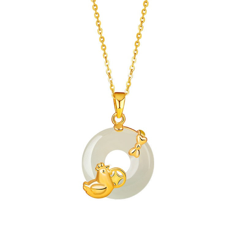 Fire Goat 2027 Jade Peace Buckle Zodiac Charm Necklace
