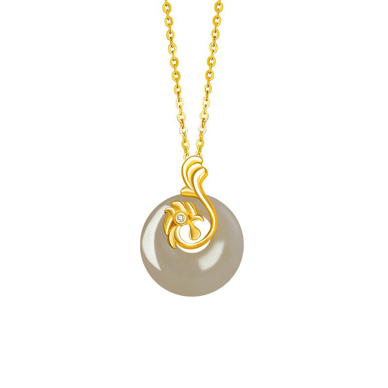 Fire Goat 2027 Jade Peace Buckle Necklace