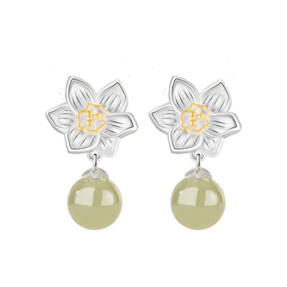 Twelve Flower Goddesses Hetian Jade Drop Earrings