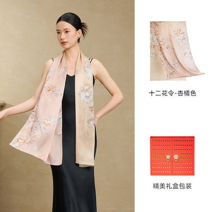 Flowers of the Twelve Months Mulberry Silk Scarf