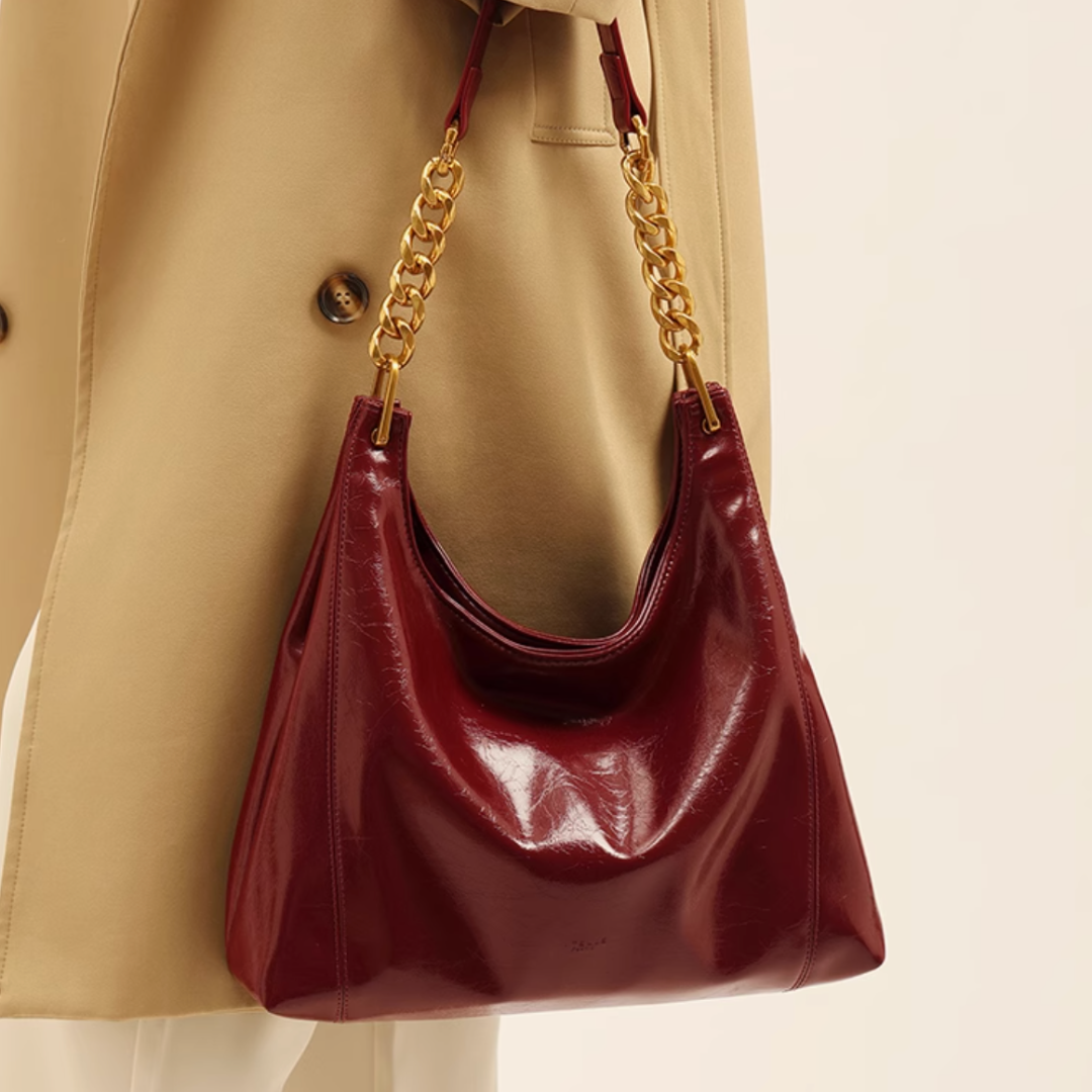 Tang Red 29 Glazed Scarlet Hobo Bag