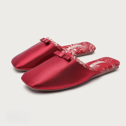 Peony Garden Satin Women Silk Indoor Slippers