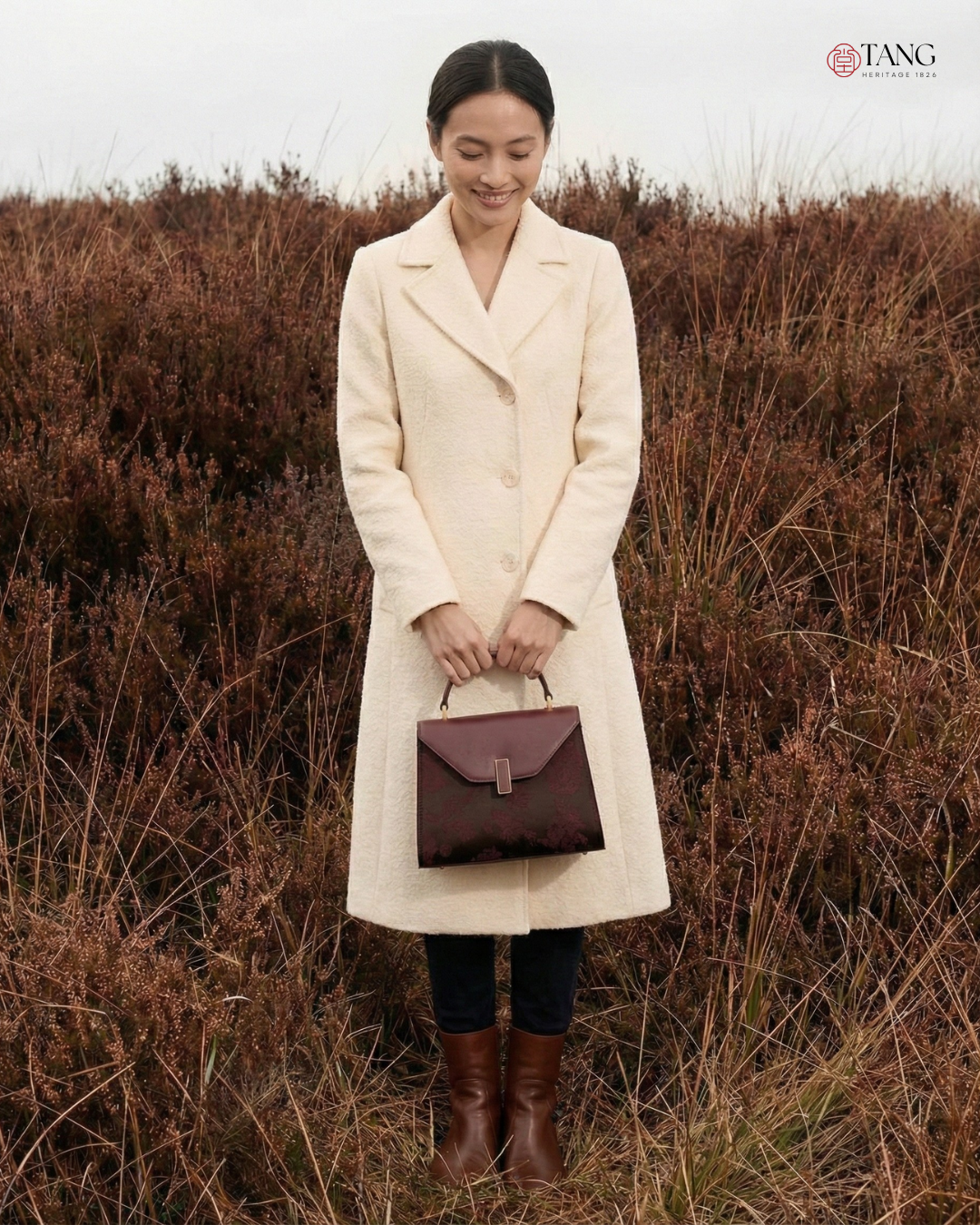 Tang Imperial 27 Cloud Silk Peony Top-Handle Bag