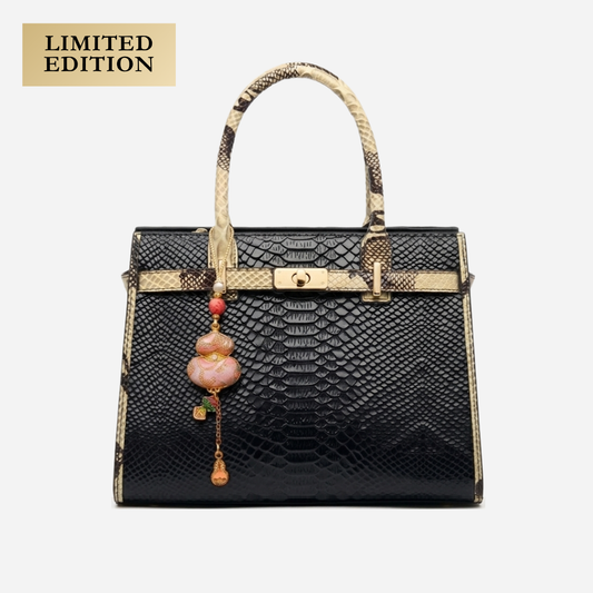 Tang Red 27 Onyx-Sand Python-Embossed Tote
