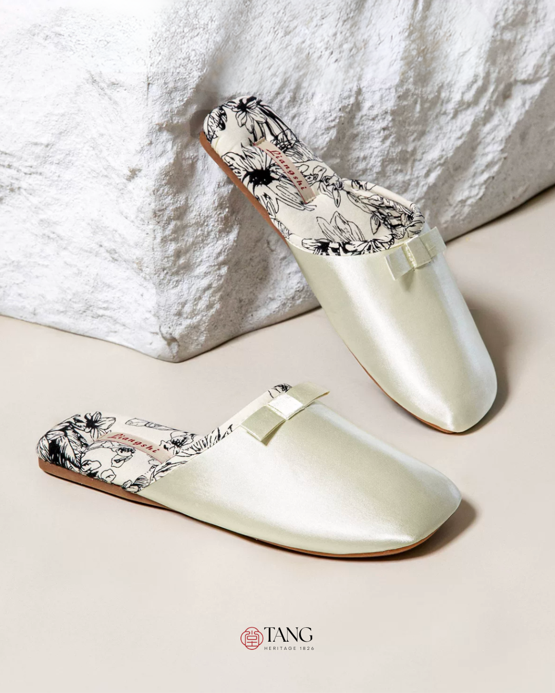 Peony Garden Satin Women Silk Indoor Slippers