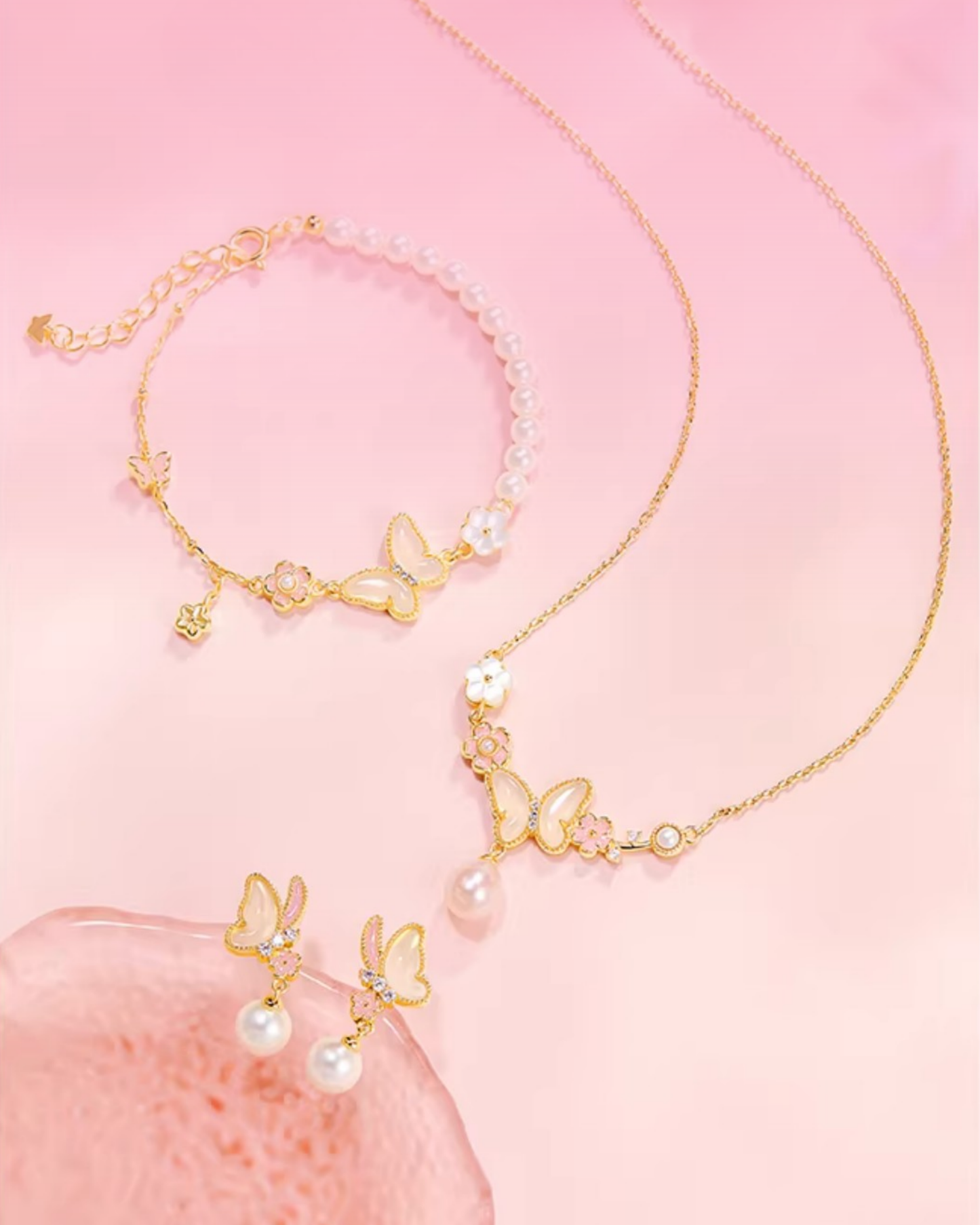 Butterfly Bloom Pearl Jewellery Set