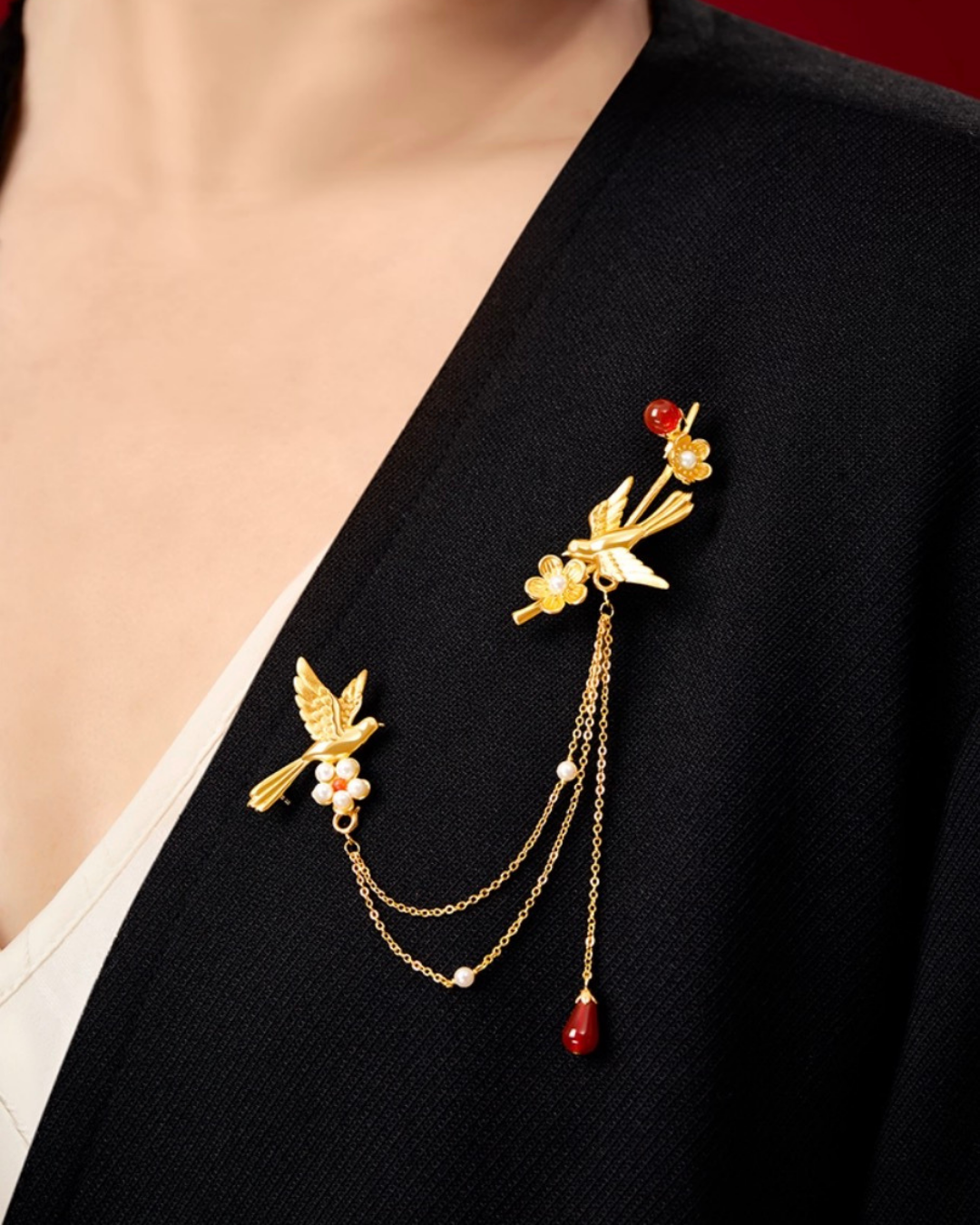 Plumrise Brooch